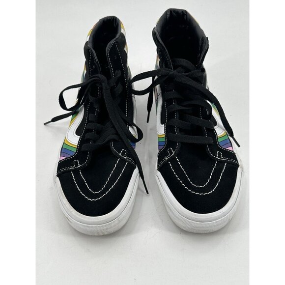 Vans Off the Wall Sk8-Hi Reissue Black Suede Rainbow Leather Sneakers M 8.5 W 10 - Picture 9 of 13